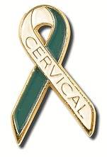 Cervical Cancer Ribbon Gold Letters Lapel Pin Tac New