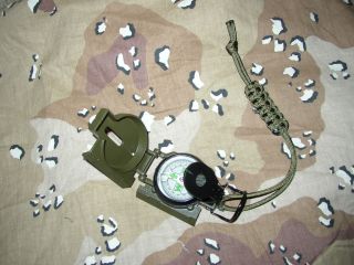MILITARY STYLE LENSATIC COMPASS METAL BODY OD GREEN WITH LANYARD