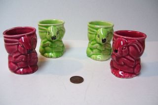   Art Pottery Rabbit Egg Cups Longton England Bunny Easter Antique