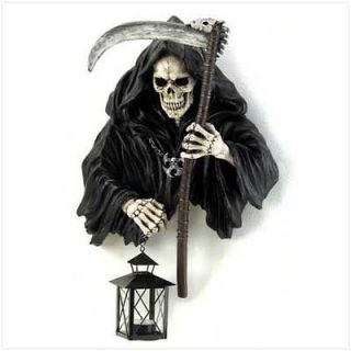 GRIM REAPER HOLDING CANDLE LANTERN WALL HANGING