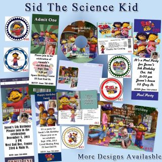 Birthday Invitation Sid The Science Kid Sticker Candy Wrapper Thank 