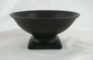 Vintage North Carolina Hyalyn Porcelain Pottery Black Matte Footed 
