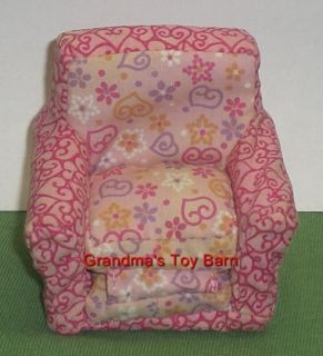 Fisher Price Loving Family Dollhouse Kids Pink Fold Out Bedroom Chair