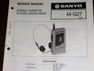Sanyo M G27 Radio Cassette Player Service/Parts Manual
