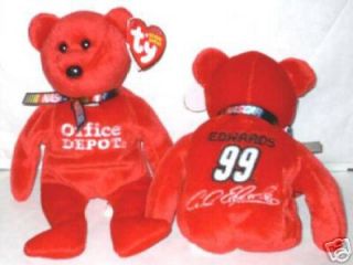 CARL EDWARDS #99 OFFICE DEPOT TY BEANIE BABY   RETIRED