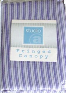 New Purple Stripe Fringed Bed Canopy Lilac Stripes