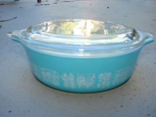 VTG Pyrex Amish Butterprint Turquoise 1 PINT Casserole Dish & Lid #471
