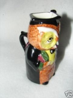 Staffordshire Hand Painted Owl Toby Jug or Pitcher