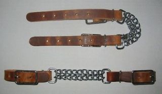   OIL Curb Strap Double 3 Chain Adjustable Leather End Horse Tack USA