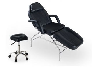   Spa Salon Facial Bed Beauty Massage Table Chair With Stool Black