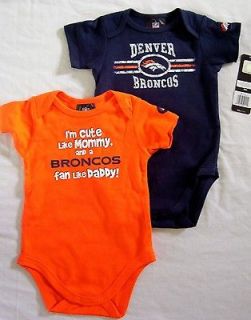 Denver Broncos Baby Infant Creeper Bodysuit One Piece 2 Pack NWT 18M
