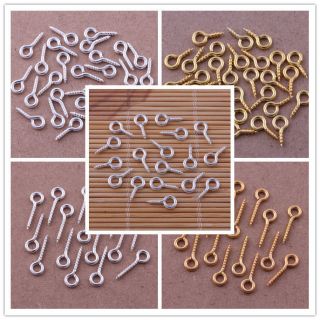 Wholesale Silver Gold Plated Screw Eye Pins Jewelry Findings 8mm 10mm 