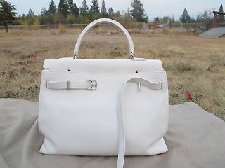 Authentic Hermes Kelly Flat 35cm White Swift PHW So Chic