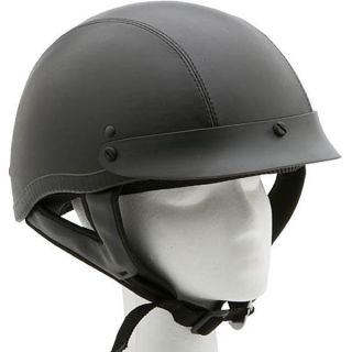   Shorty Black Leather Motorcycle Half Helmet Adult XS, S, M, L, XL, 2XL