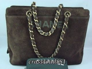 Authentic Chanel Dark Brown Suede Shoulder Bag Great Condition