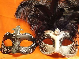  BLACK MASK NEW YEARS BALL MASK MASQUERADE BALL MASK HIS AND HERS MASK