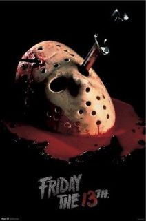 FRIDAY THE 13TH MOVIE POSTER ~ HOCKEY MASK KNIFE 22x34 Jason Voorhees
