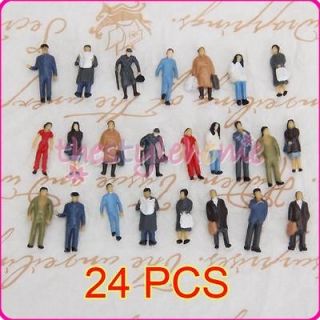 24 Model Train Standing People Figures Scale HO (1:87) NEW