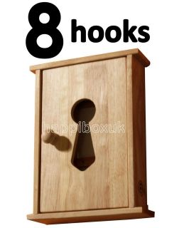   Box Storage Cupboard Hooks Holder Wall Cabinet Chic Solid Rubber Wood