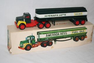 RARE 1969 Hess Amerada Gasoline Toy Truck Tank Trailer in Original 