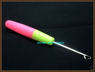 pink rug hook Latch Hook metal Crochet needle green