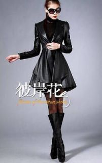 NWT sexy black faux leather fur slim fit jacket asym hem layer coat 