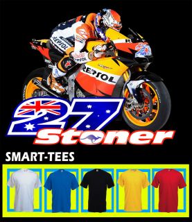 CASEY STONER MOTO GP 27 T SHIRT ALL SIZES COLOURS AVAILABLE