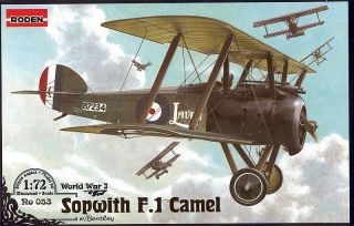   0053 Sopwith Camel with Bentley Engine 1/72 Scale Plastic Model Kit