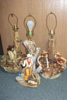 Vintage Rare APSIT BROTHERS OF CALIFORNIA Lamp Set*GUC*Country Western 