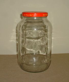 Clear Glass 1 Gallon Olive Jar   Empty   Use as a Replacement Butter 
