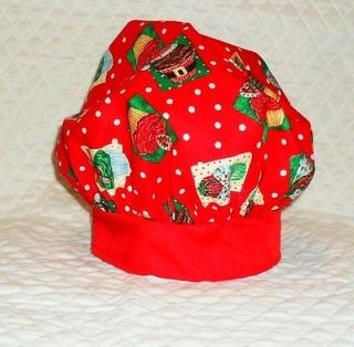 Christmas Cupcake with Red Headband Child/Adult Size Chefs Hat