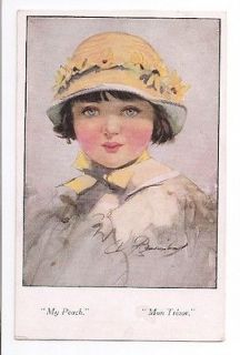 art BARRIBAL Child Girl MY PEACH Children original old 1910s postcard