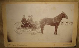 Antique Photograph Old Orchard Beach Me Gents Horse & Buggy Ride on 
