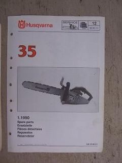 1990 Husqvarna Chain Saw Model 35 Spare Parts Manual List 
