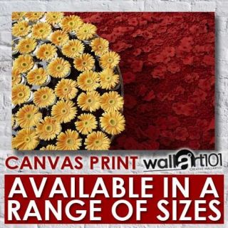 Floating Yellow Flowers On Red Flower Bed High Quality Framed Canvas 