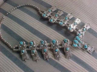 Navajo Indian Squash Blossom Necklace Sterling Kachinas By Frank 