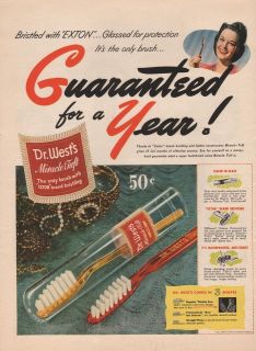   DR WESTS MIRALCLE TUFT TOOTHBRUSH GUARANTEED FOR A YEAR PRINT AD