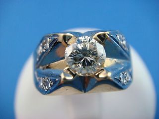 STRIKING MENS DIAMOND SOLITAIRE CONTEMPORARY GYPSY RING HIGH SET 8.4 
