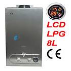 New 8L LPG HOT WATER HEATER GAS TANKLESS INSTANT STAINLESS LCD DISPLAY 