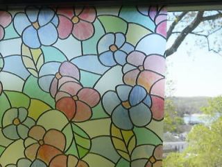 Instant Stained Glass MULTI FLORAL Window Film 17 3/4 X 6 ft.