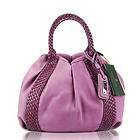PAOLO MASI Italian Made Lilac Leather Braided Handles Designer Satchel 