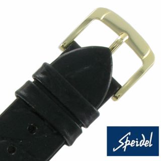 Speidel Watch Band 18mm MenS Black Crocodile Grain Flat Leather 