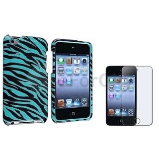   Zebra Hard Case Cover+Anti Glare Protector for iPod touch 4 4th G Gen