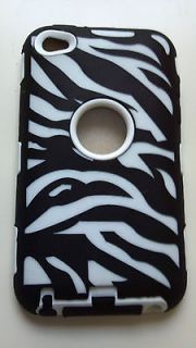   NEW♥ Black & White Zebra w/ PurpleOtter Type Box   iPod Touch 4