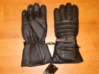   BIKER LEATHER GAUNTLET THERMAL INSULATED GLOVES RAIN COVER ALL SIZES