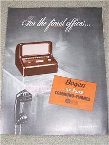 Vintage Bogen Communo Phones Intercom 11X 21X Brochure