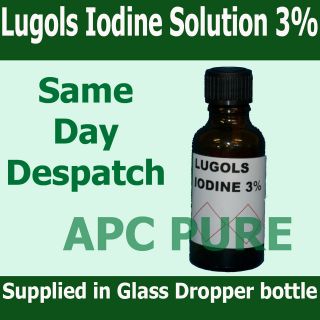 Lugols Iodine Solution 3% Strength 30ml Dropper Bottle