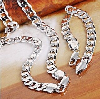 White gold filled Mens Bracelet+neckl​ace 23.6 Chain Set Cool Type 
