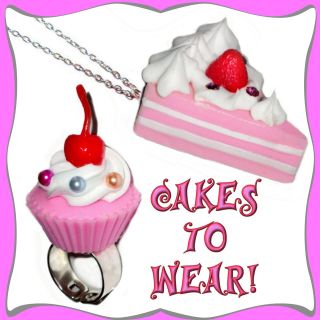 Kawaii❤OVERSIZE PINK CUPCAKE RING~NECKLACE❤Sweet♥Cake♥Cosplay 