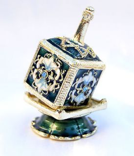 Decor Enameled Jeweled Dreidel & Display Chanukah Hanukkah Sevivon 